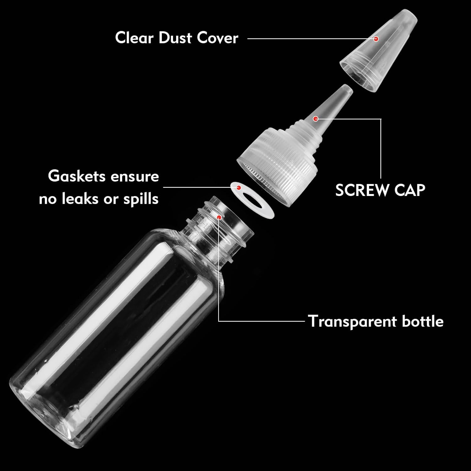 100 Pcs 17 Oz Plastic Squeeze Bottles for Paint Crafts Empty Sand Art Supplies with Leak-proof Top Caps