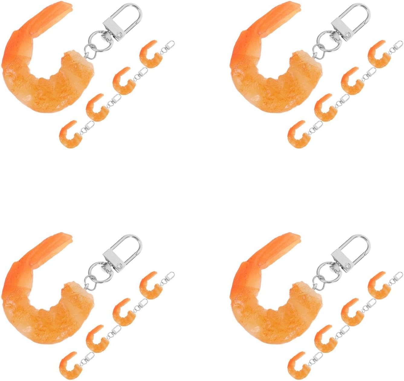 LUOZZY 20 Pcs Orange Artificial Shrimp Keychain