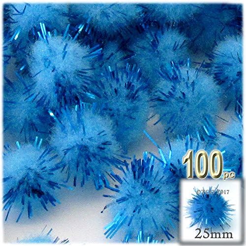 The Crafts Outlet Chenille Sparkly Pom Poms Black Porcupine 10-inch 100-pc