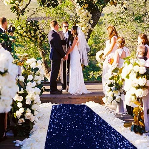 ShiDianYi Navy Blue Sequin Aisle Runner 4x20FT Glitter Wedding Carpet