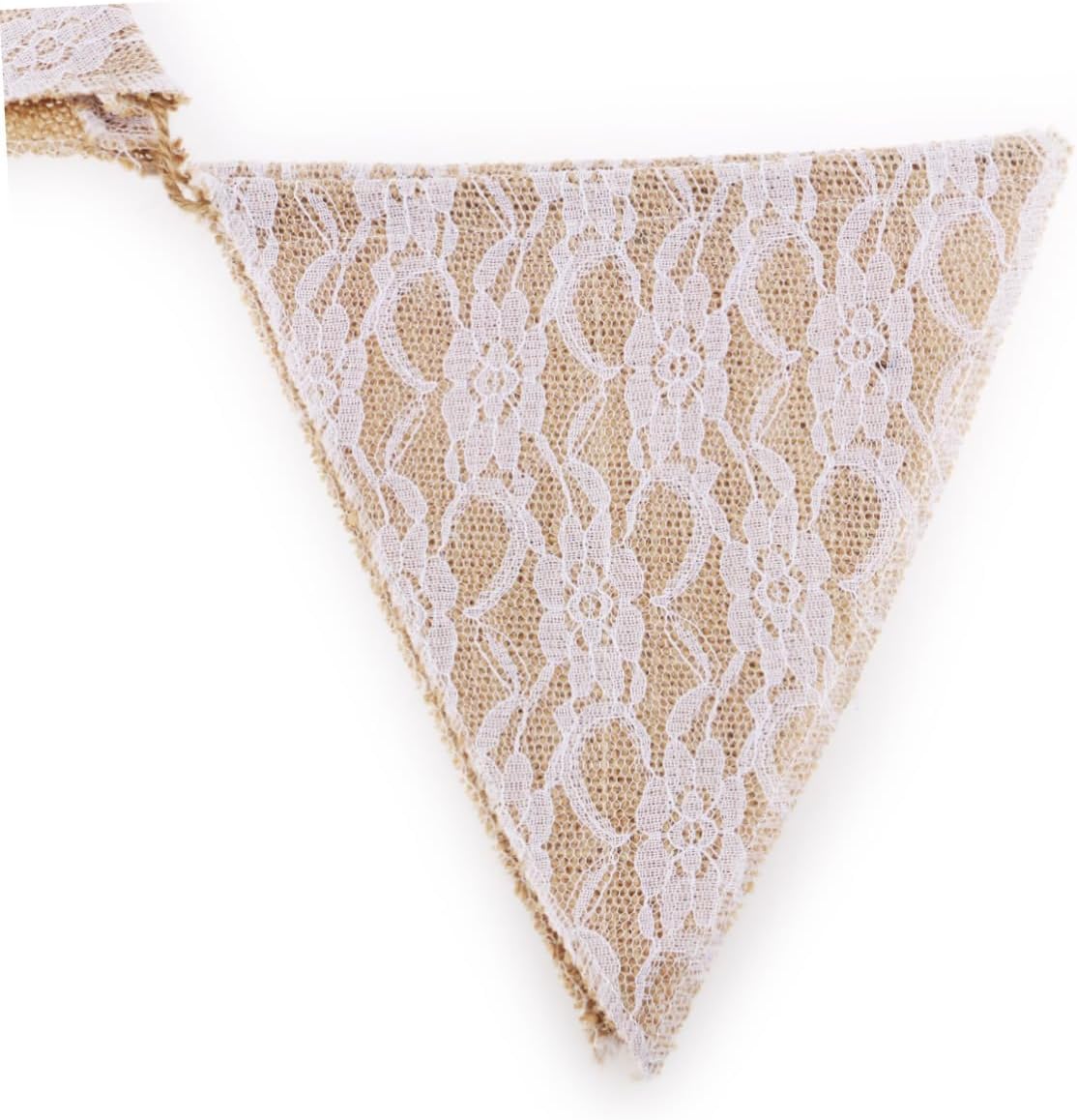 STOBAZA Floral Lace and Burlap Triangle Pennant Wedding Banner