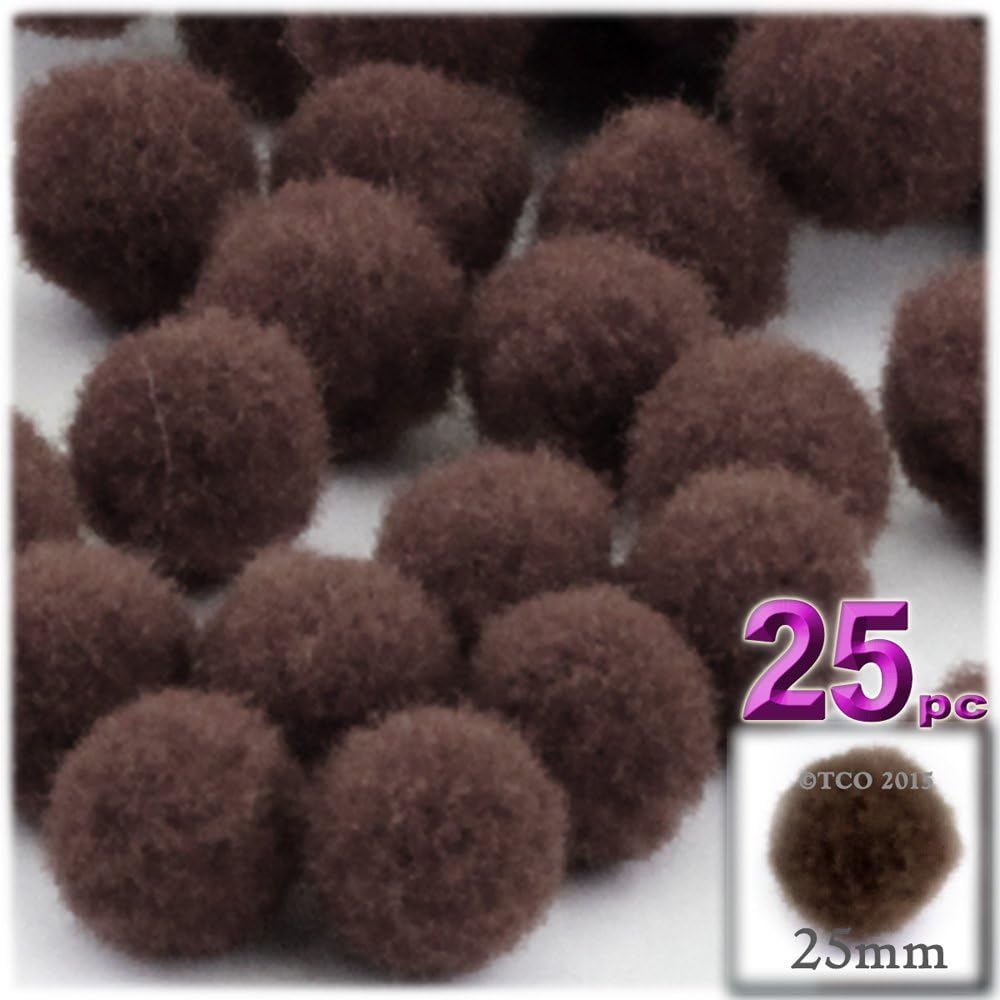 The Crafts Outlet 25-Piece Coffee Brown Pom Poms