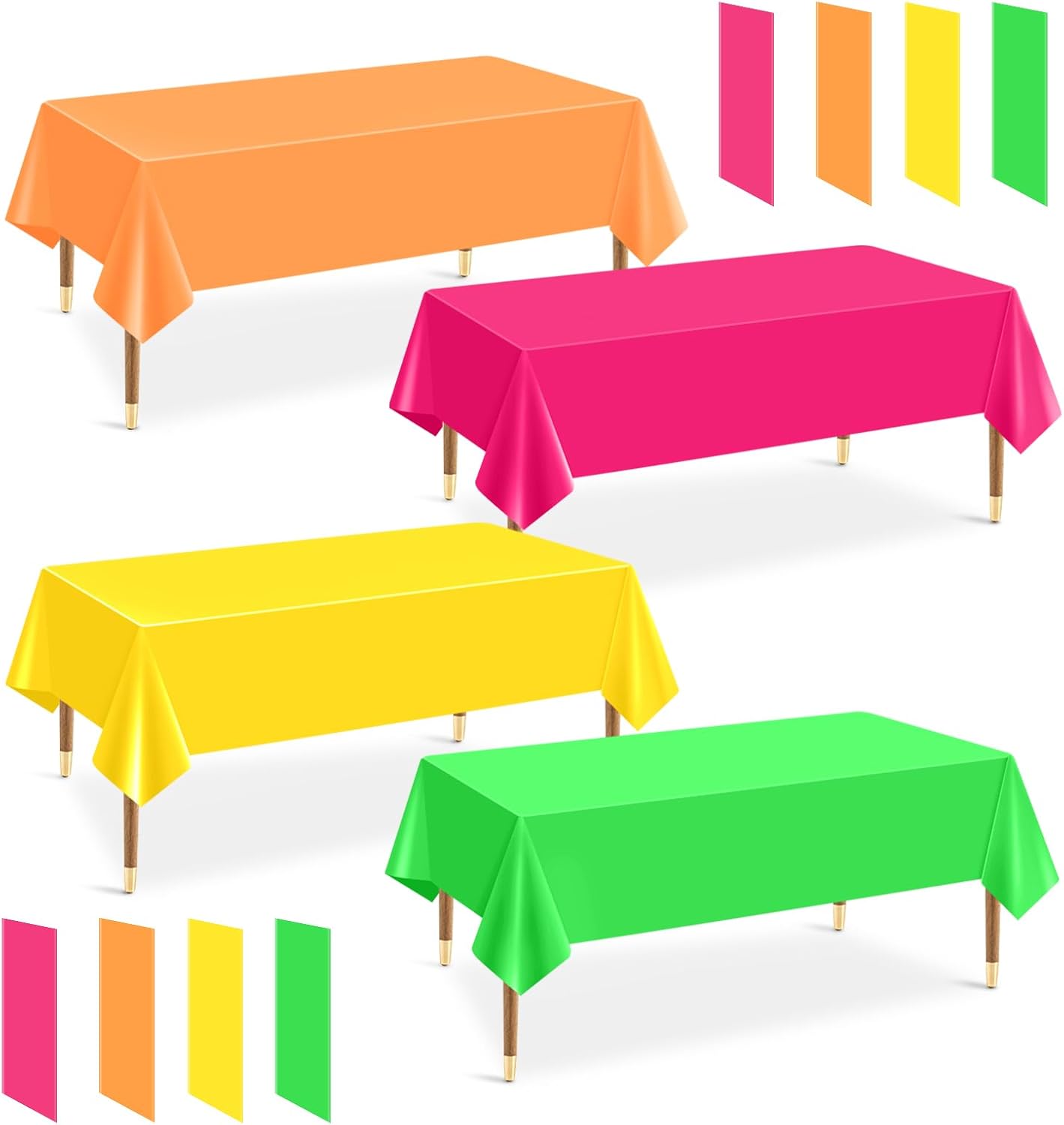 12 Pack Assorted Neon Rainbow Tablecloths