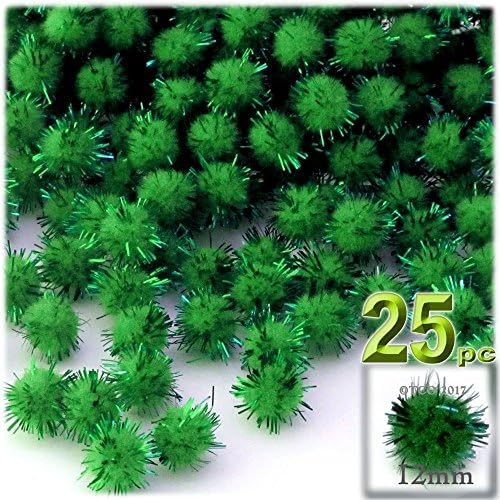 The Crafts Outlet Chenille Sparkly Pom Poms Black Porcupine 05-inch 25-pc