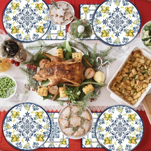 Capri Lemon Party Plates and Napkins 40 PCS