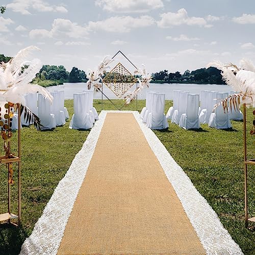 Preboun 3ft x 50ft Natural Burlap Wedding Aisle Runner