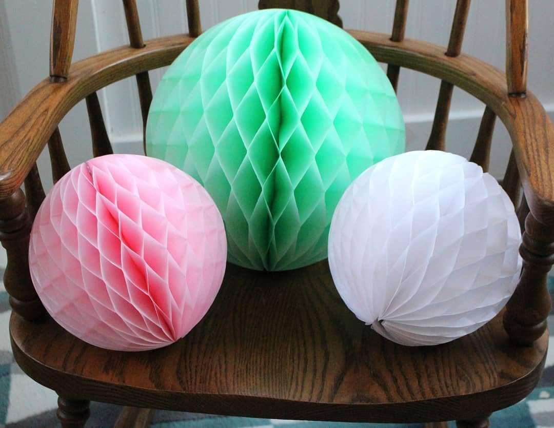 3-Pack Large 14 Inch Honeycomb Tissue Paper Party Balls White
