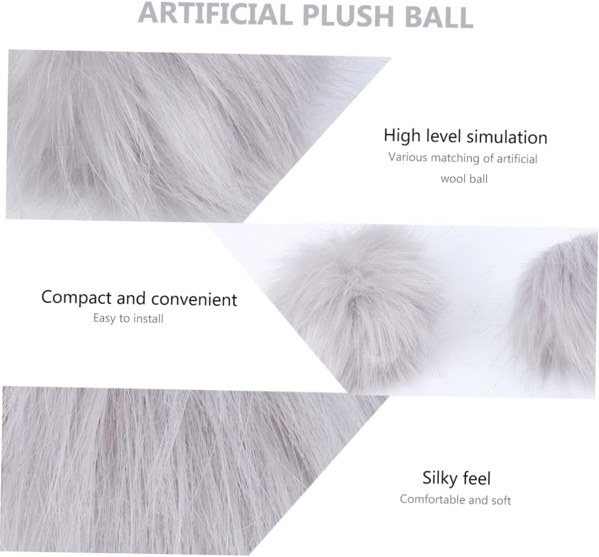 Toyvian 2pcs Faux Fur Pom Poms for Hats Bags and Apparel