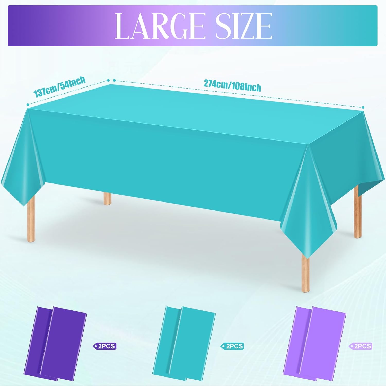 6 Pack Mermaid Tablecloths Blue Purple Princess Decor for Parties