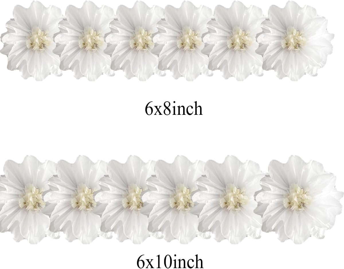 12pcs White Paper Flowers Pom Poms Decorations DIY Art Craft for Wedding Party Birthday Baby Shower