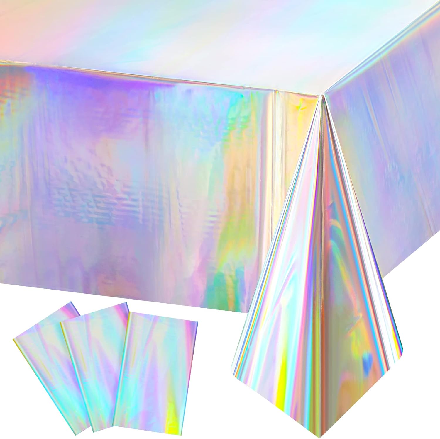 Irenare 3 Pack Iridescent Plastic Tablecloths