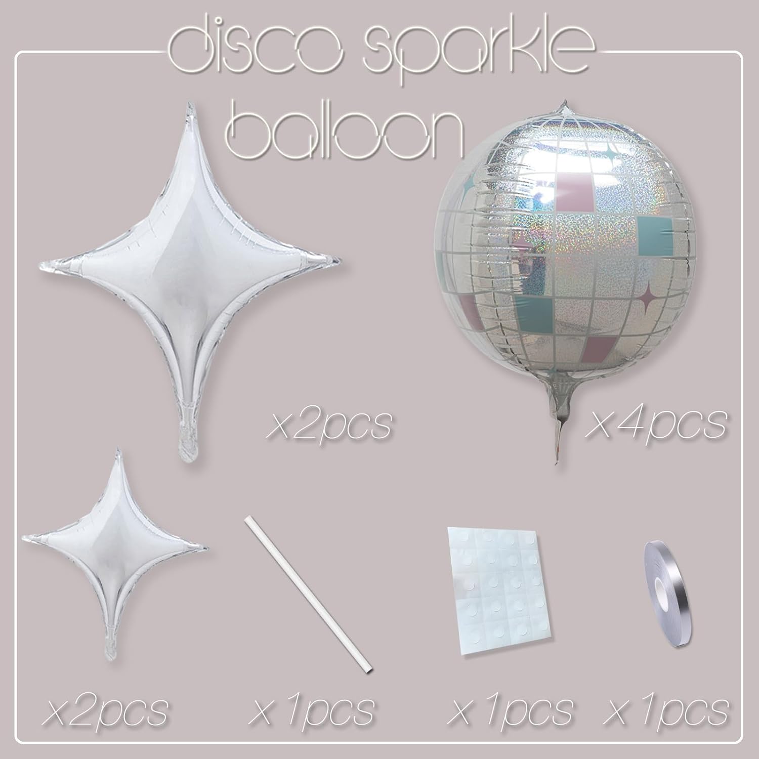 Iridescent Disco Ball Foil Balloons 4D Sparkle for Parties