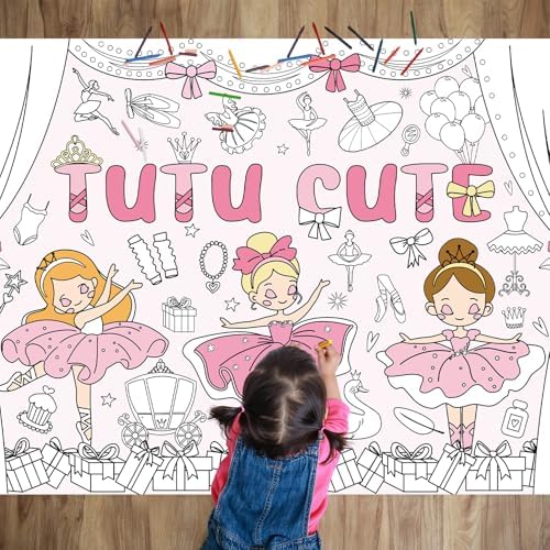 Giant Ballerina Coloring Tablecloth for Kids