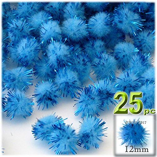 The Crafts Outlet Chenille Sparkly Pom Poms Black Porcupine 05-inch 25-pc