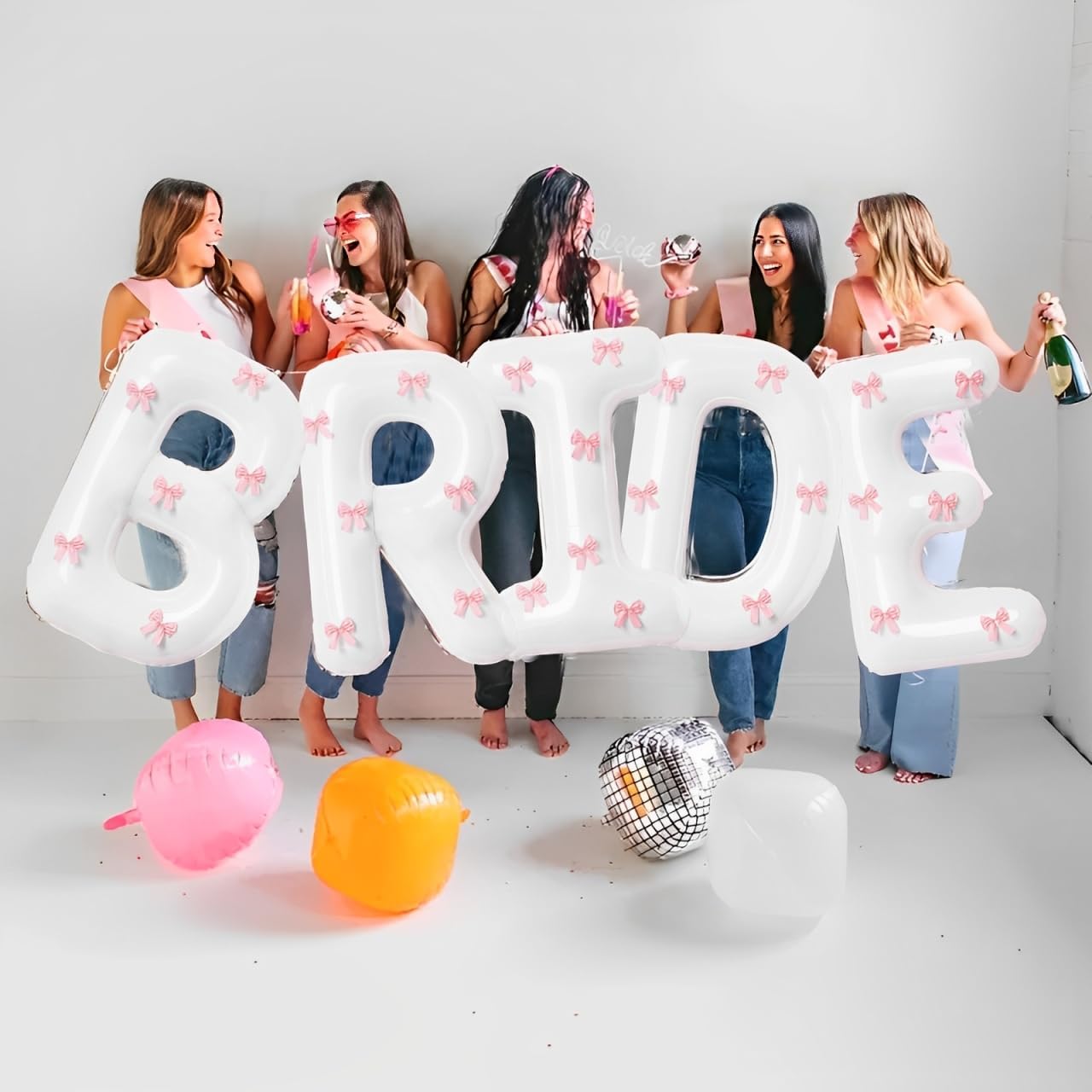 40 Inch Bride Balloon with Pink Bows Wedding Decor