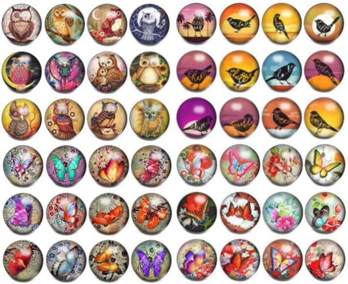 Pack of 48 Glass Snap Charms for Jewelry Making