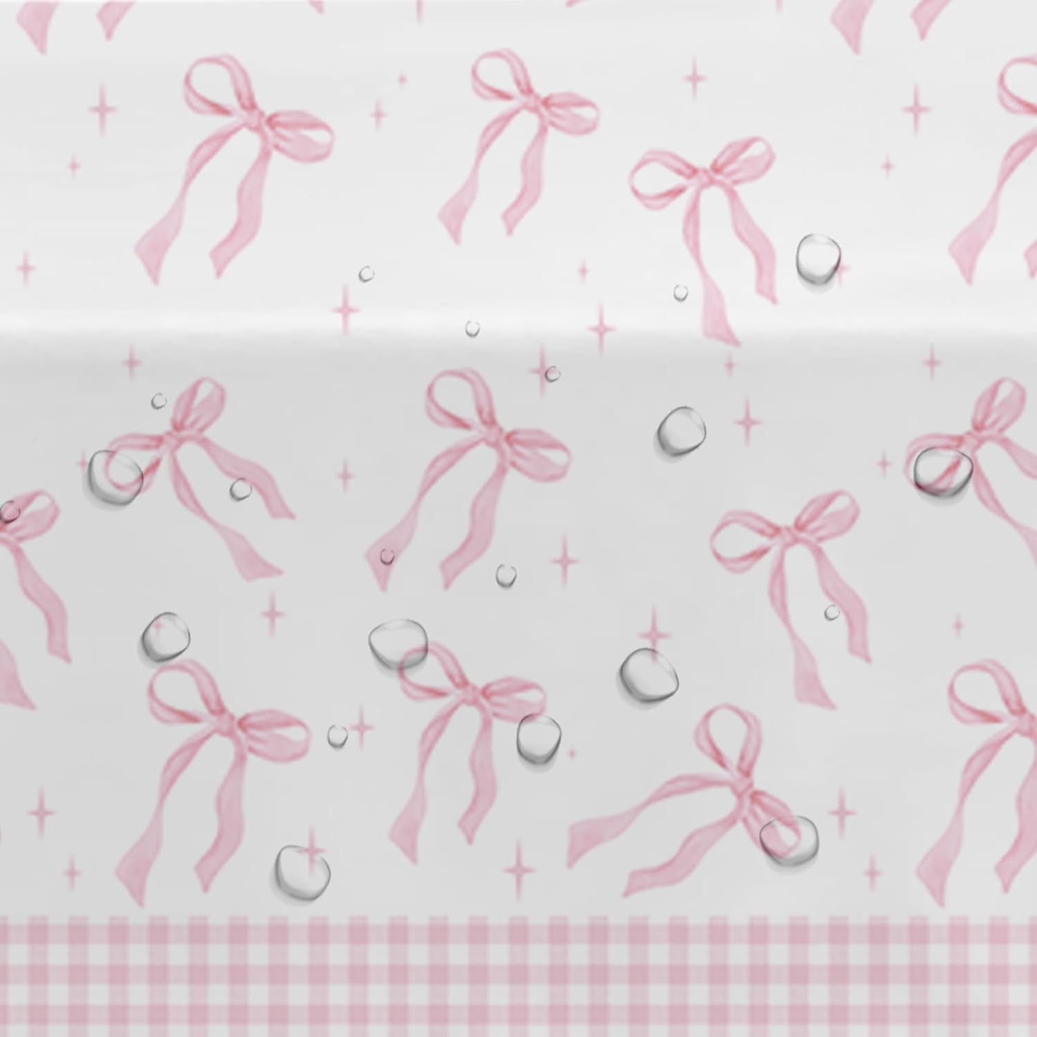 Pink Bow Party Decorations Tablecloth Set 3 Pack 86x55in