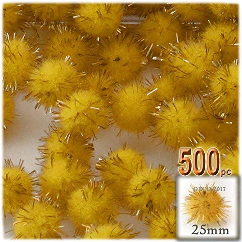 The Crafts Outlet Chenille Sparkly Pom Poms Clear Porcupine 25mm 500pc White