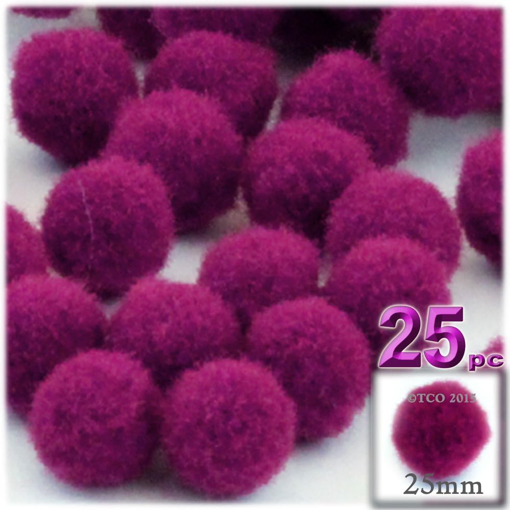 The Crafts Outlet 25-Piece Purple Pom Poms Set
