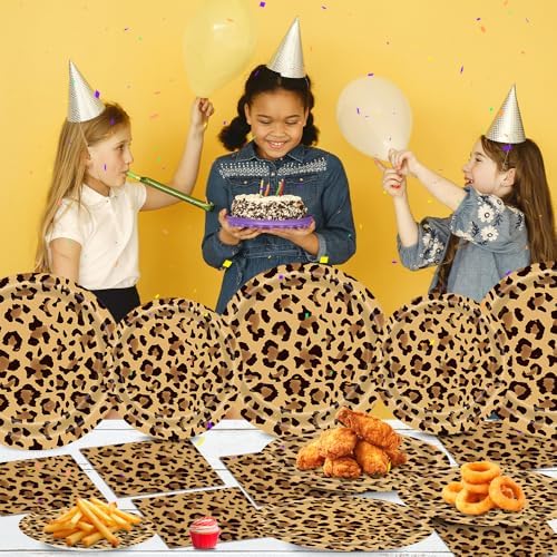 140Pcs Leopard Print Party Tableware Set for 20 Guests