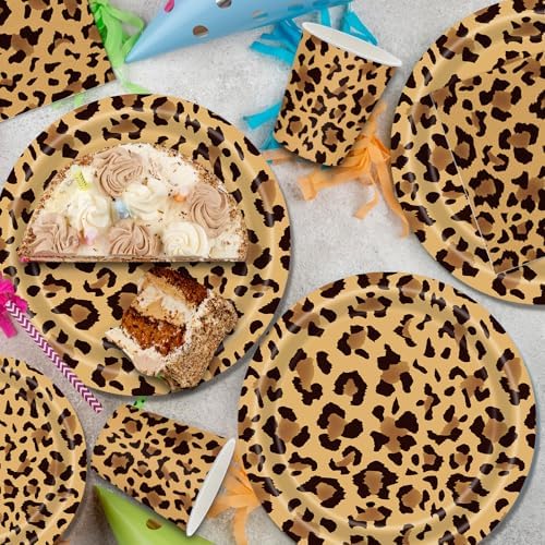140Pcs Leopard Print Party Tableware Set for 20 Guests