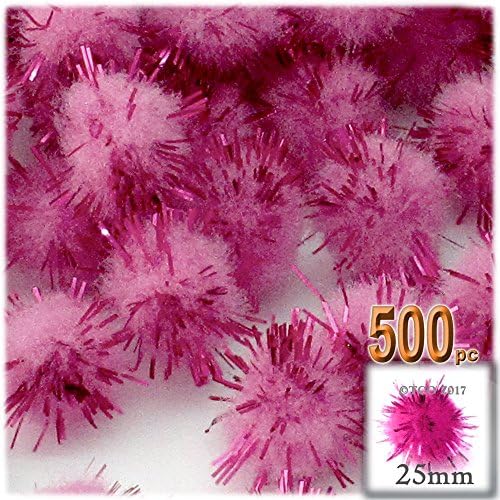The Crafts Outlet Chenille Sparkly Pom Poms 10-inch 500-pc Multi Mix