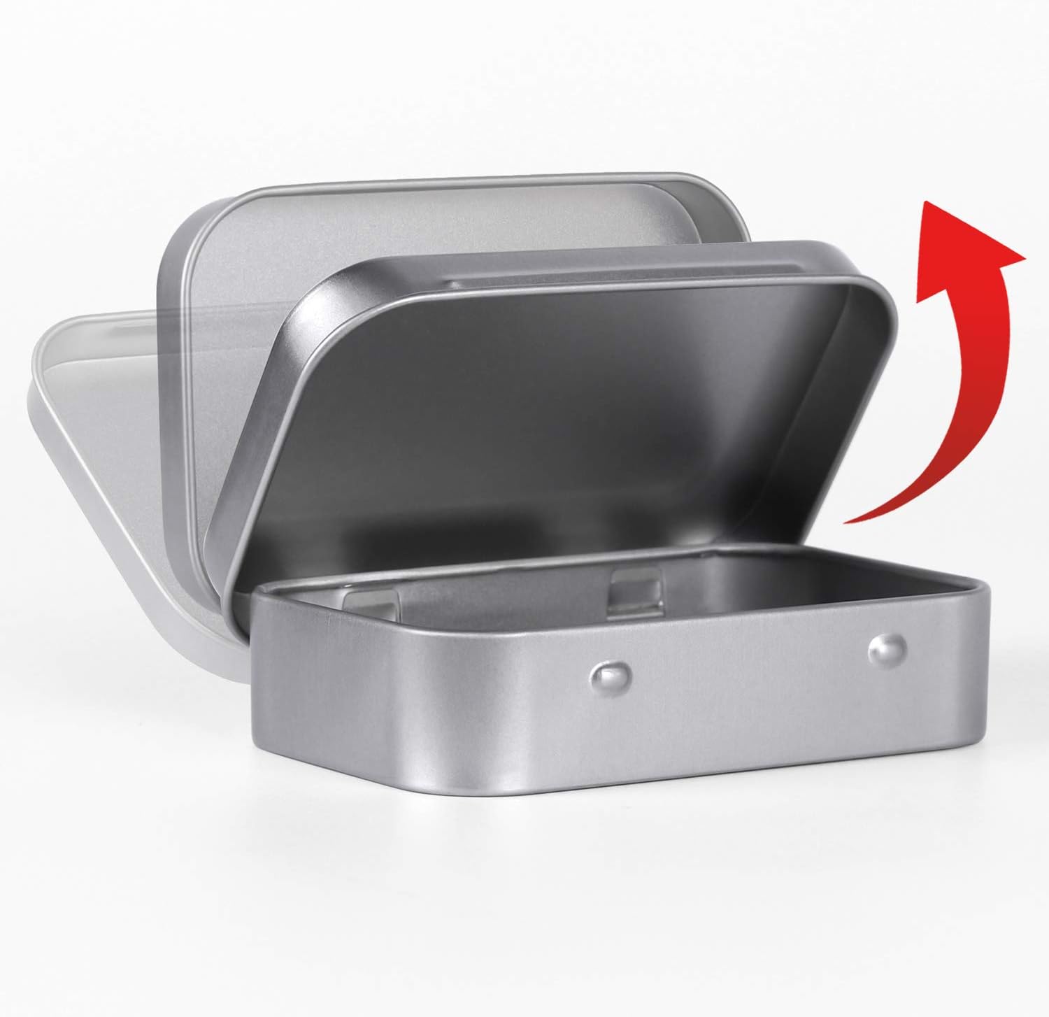 Tamicy Metal Rectangular Hinged Tins - 40 Pack Silver Storage Boxes