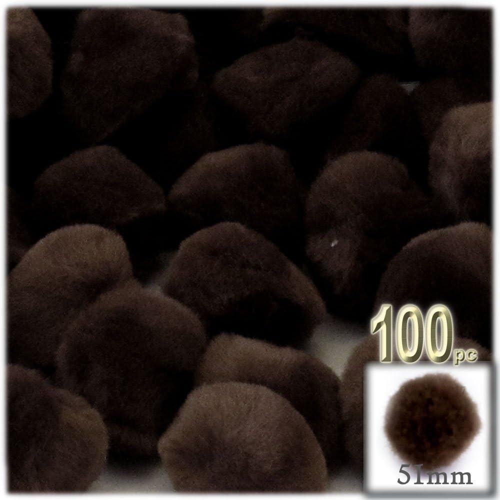 The Crafts Outlet 100 Piece Coffee Brown Pom Poms