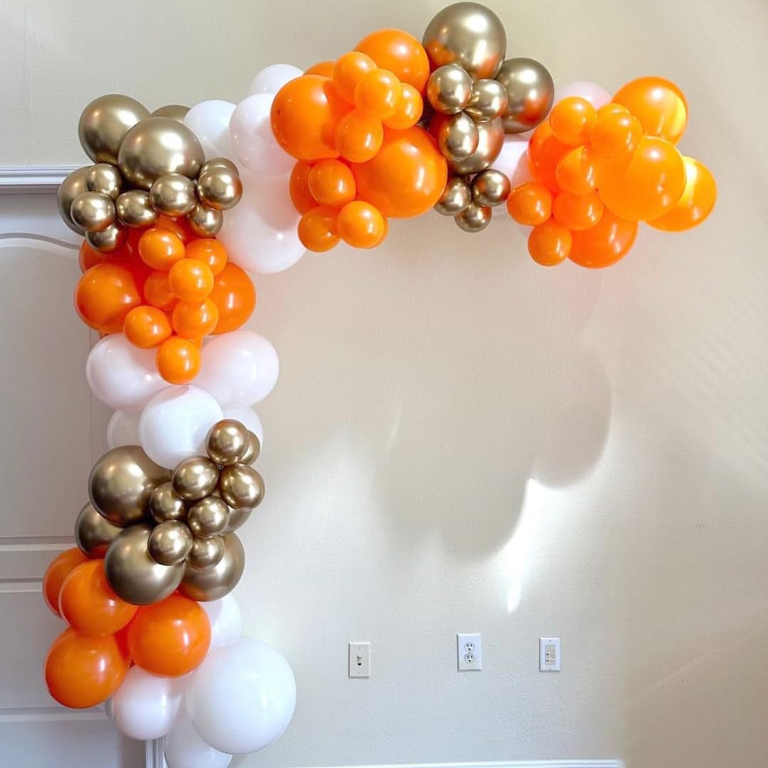 Orange and White Balloon Arch Kit with 162 Pieces for Fall Celebrations