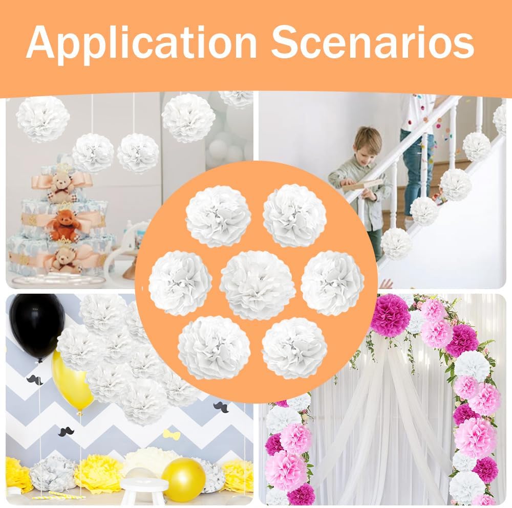 Yosawa 12 Pcs Tissue Paper Pom Poms Flowers Decorations