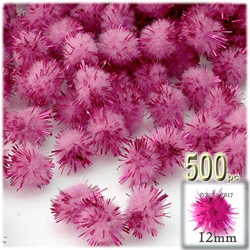 The Crafts Outlet Chenille Sparkly Pom Poms 05-inch 500-pc Multi Mix