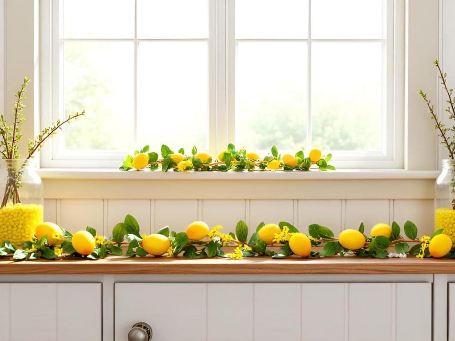 2PCS Artificial Lemon Garland 12Ft Total for Wedding and Home Decor