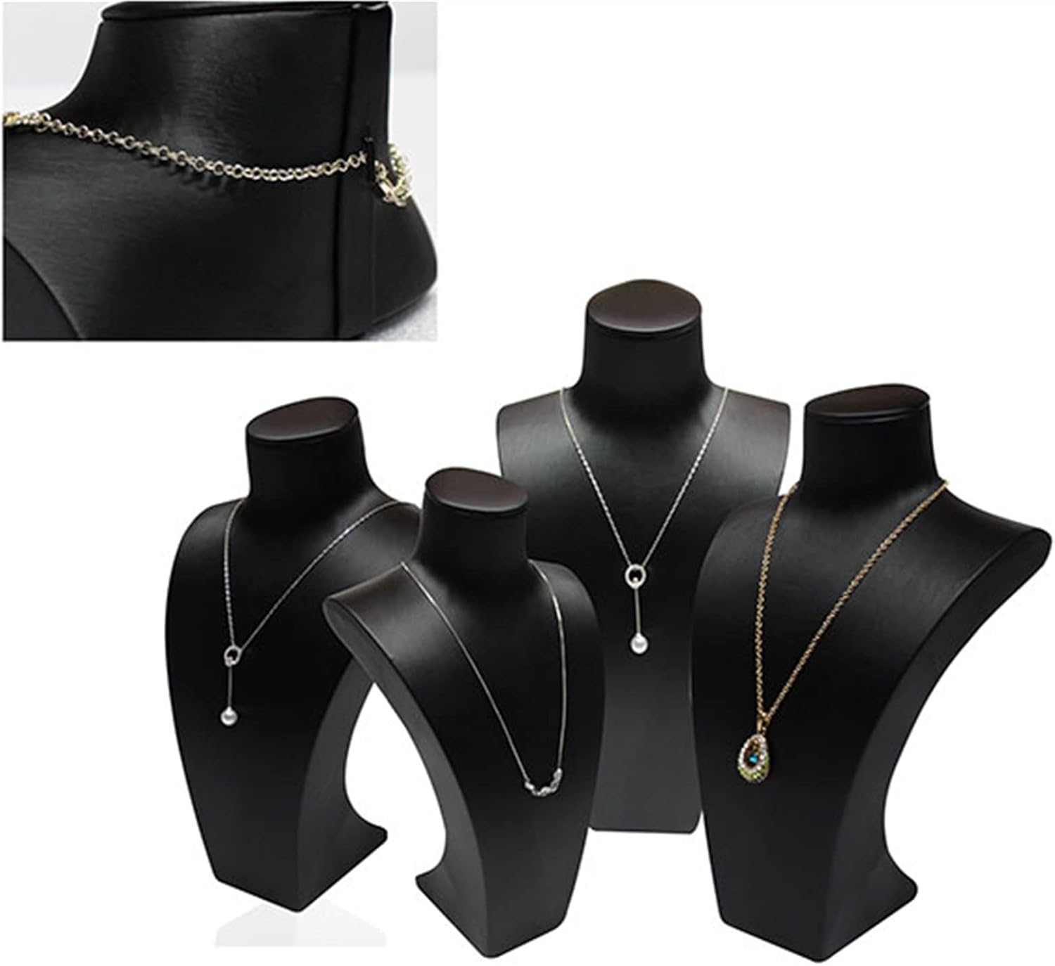 Black Leather Jewelry Display Stand for Necklace and Pendant