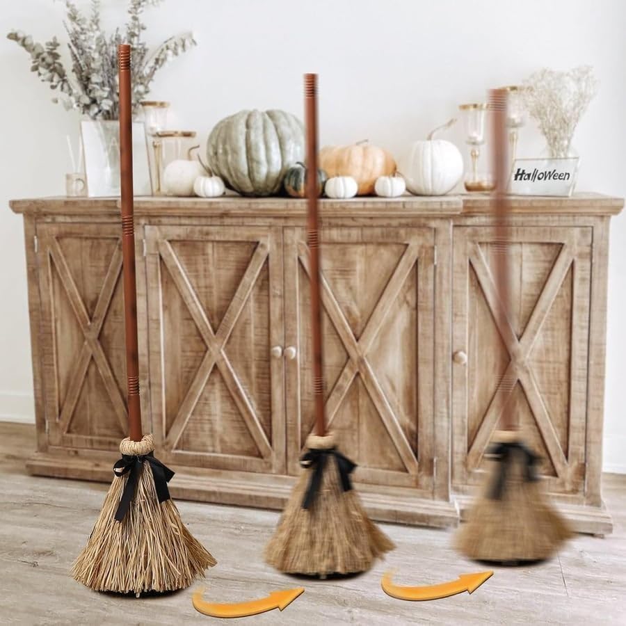 Animated Motion-Activated Floating Broom Halloween Decor