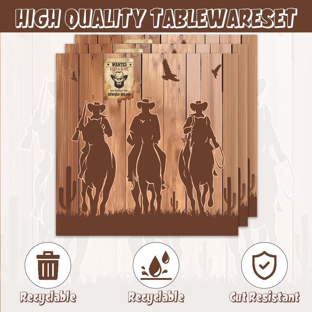 40 Pcs Western Cowboy Birthday Party Plates Napkins