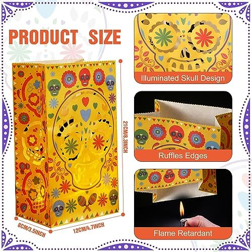 Ireer 30 Piece Halloween Day of the Dead Luminary Bags