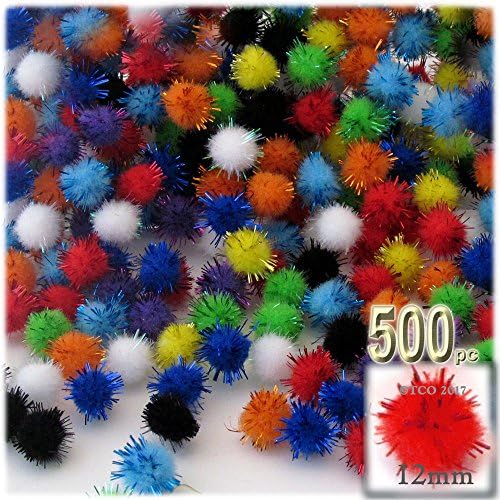 The Crafts Outlet Chenille Sparkly Pom Poms Yellow Porcupine 05-inch 500-pc