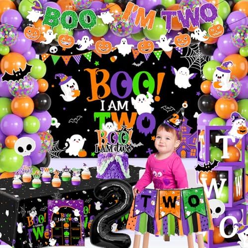 Halloween 2nd Birthday Decorations 164pcs Boo Im Two Party Kit