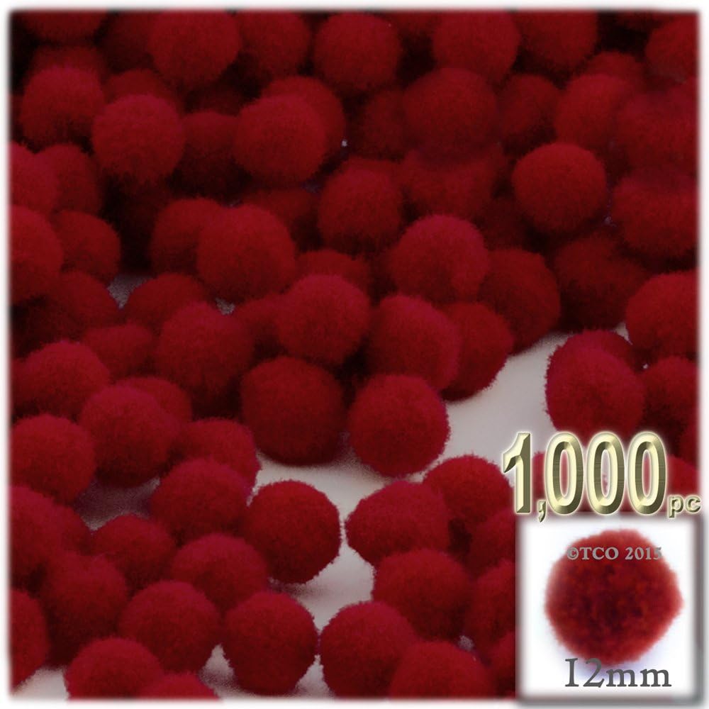 The Crafts Outlet 1000 Piece Red Pom Poms 12mm