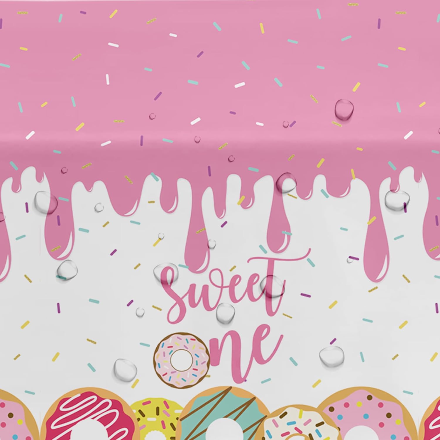 Xigejob Donut Party Tablecloth Decorations - 3 Pack