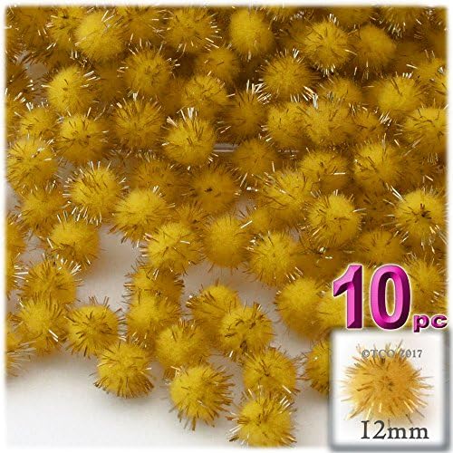 Crafts Outlet Chenille Sparkly Pom Poms Blue Porcupine 12mm 10pc