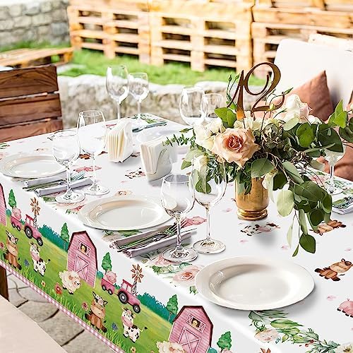 Oigco 3Pcs Farm Animal Tablecloth for Birthday Party Decorations