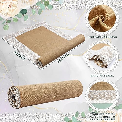 Preboun 3ft x 50ft Natural Burlap Wedding Aisle Runner