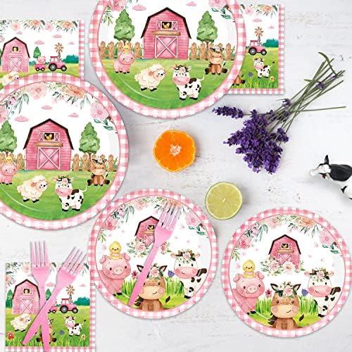 Oigco 96PCS Farm Animals Party Tableware Set for 24 Guests