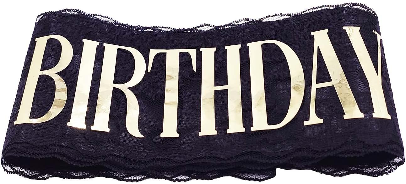 Birthday Queen Sash for Girls - Gold Word Glitter Streamer