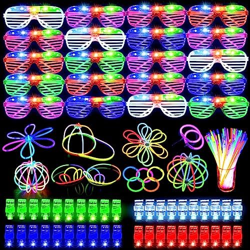 Stondino Christmas Glow In The Dark Party Supplies LED Glasses Finger Lights for Kids Party Favors