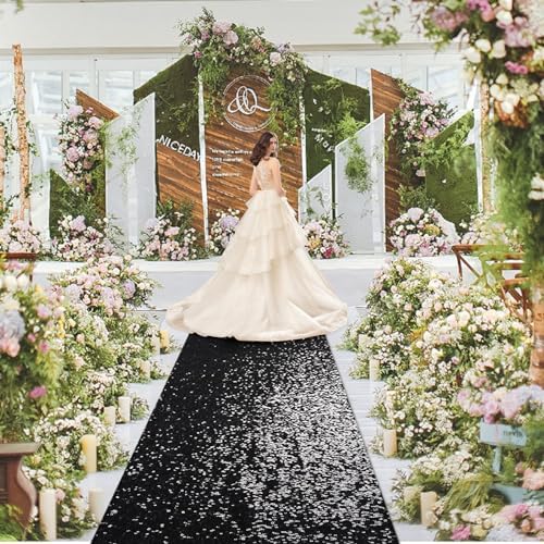 PartyDelight Sequin Aisle Runner Black 2FTx15FT