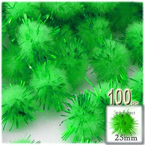 The Crafts Outlet Chenille Sparkly Pom Poms Black Porcupine 10-inch 100-pc