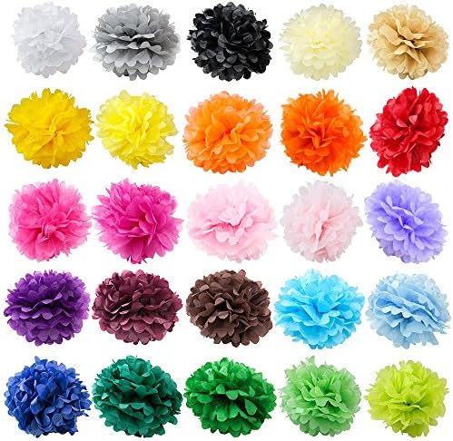 WYZworks White 12 Inch Tissue Pom Poms Decor