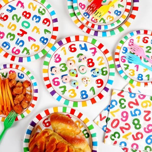 96Pcs Number Themed Party Supplies for 24 Guests